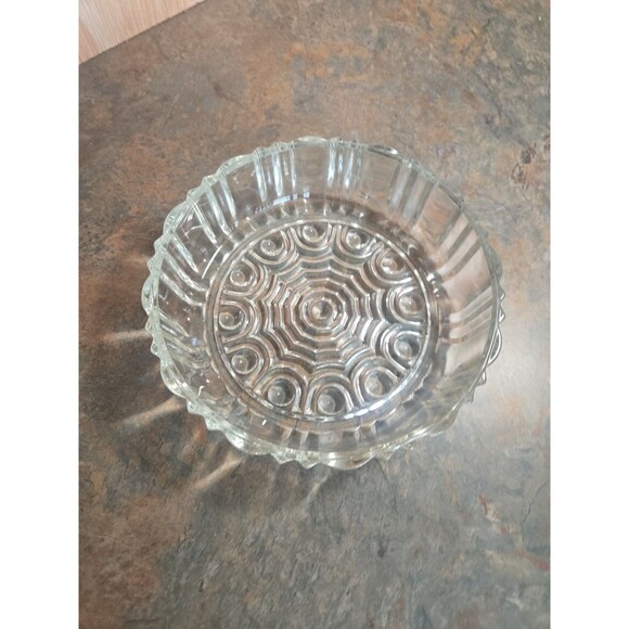 Vintage Clear Pressed Glass Round Serving  Dish 6.75" Diam. - Picture 4 of 6